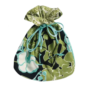 Orchid Black Turquoise Drawstring Bag, Small