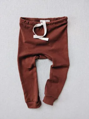 organic cotton drawstring leggings - chestnut