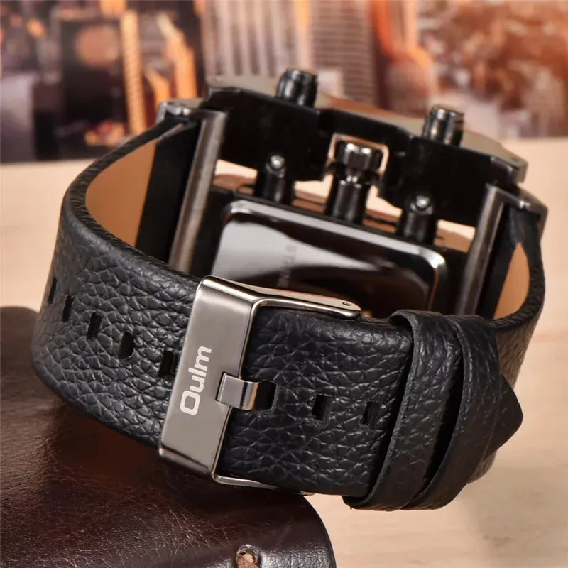 Oulm 3364 Luxury Brand Unique Design Leather Strap Watch