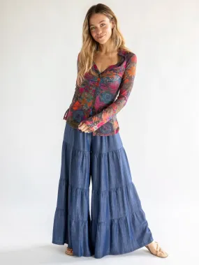 Patti Palazzo Pant - Denim Blue Cotton