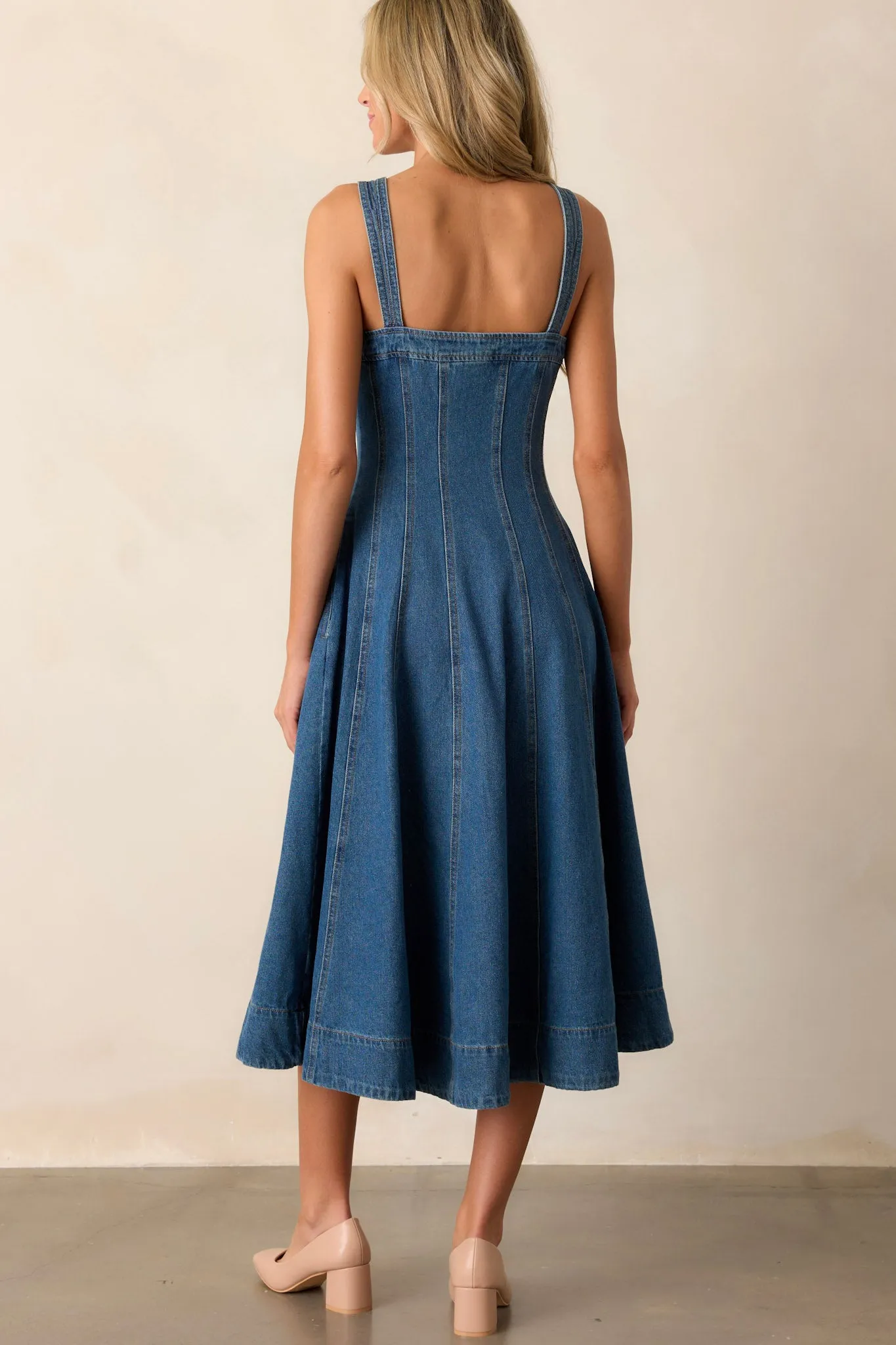 Quiet Moments Dark Wash Denim Midi Dress