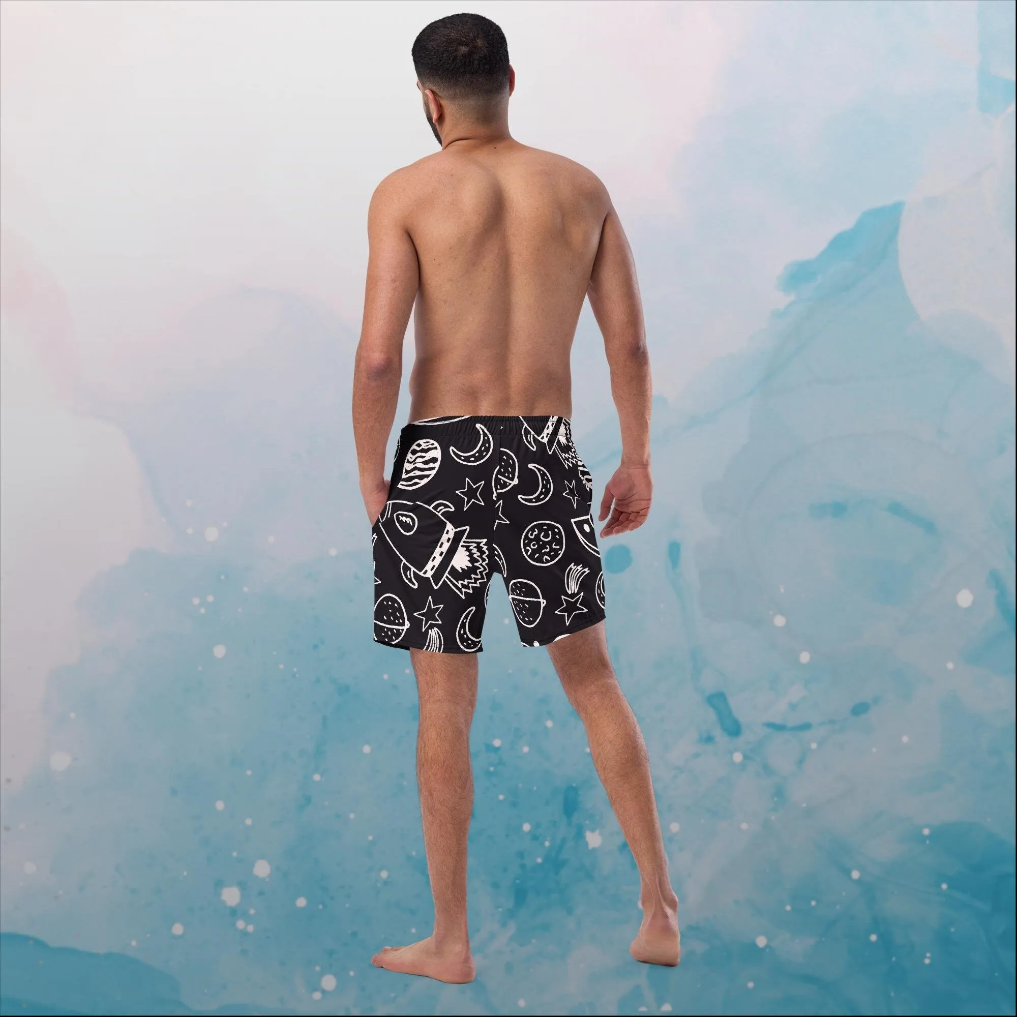 Rocket Ships and Planets Mens Swim Trunks