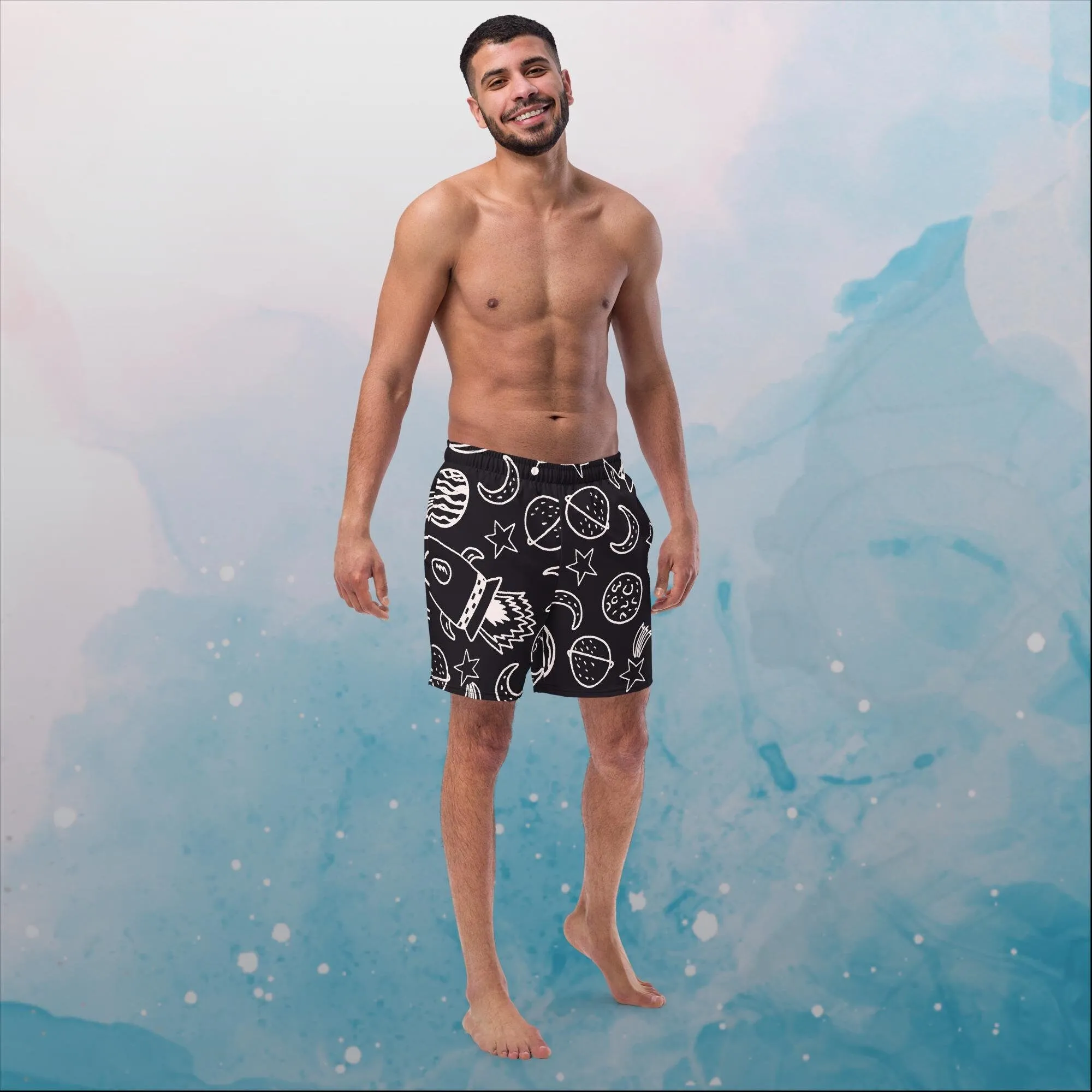 Rocket Ships and Planets Mens Swim Trunks