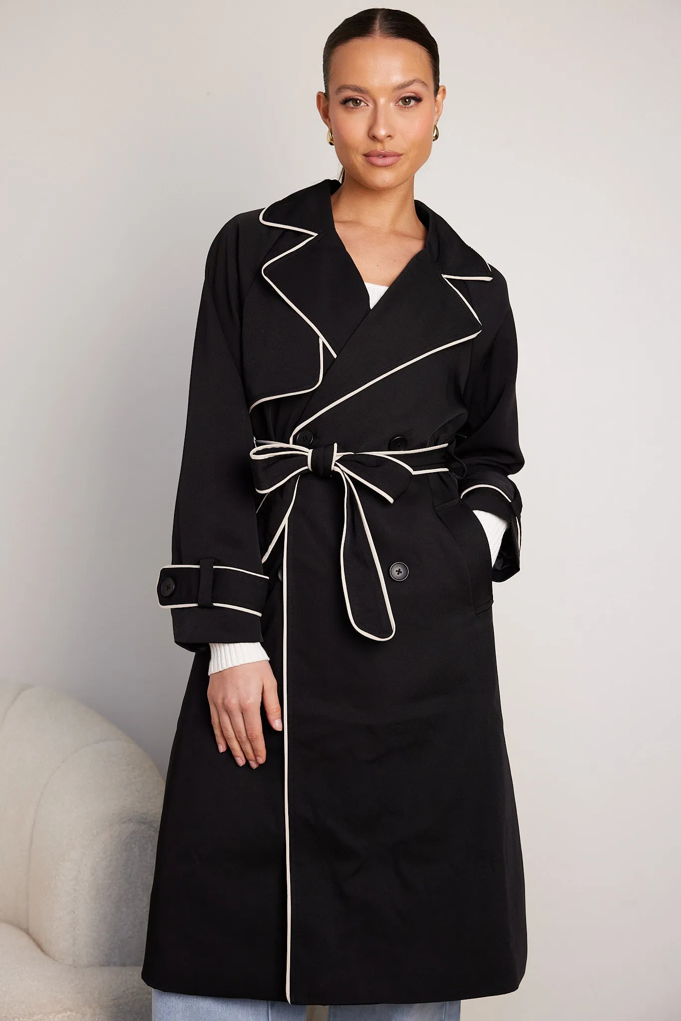 Sebasta Trench Coat - Black Multi