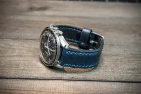 Shell Cordovan leather watch strap , Night Blue. Handmade in Finland - 10 mm, 12 mm, 14 mm, 16mm, 17 mm, 18mm, 19 mm, 20mm, 21 mm, 22mm, 23 mm, 24mm, 25 mm, 26 mm.