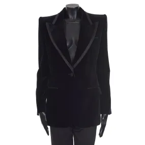 Single-breasted Black Velvet Jacket