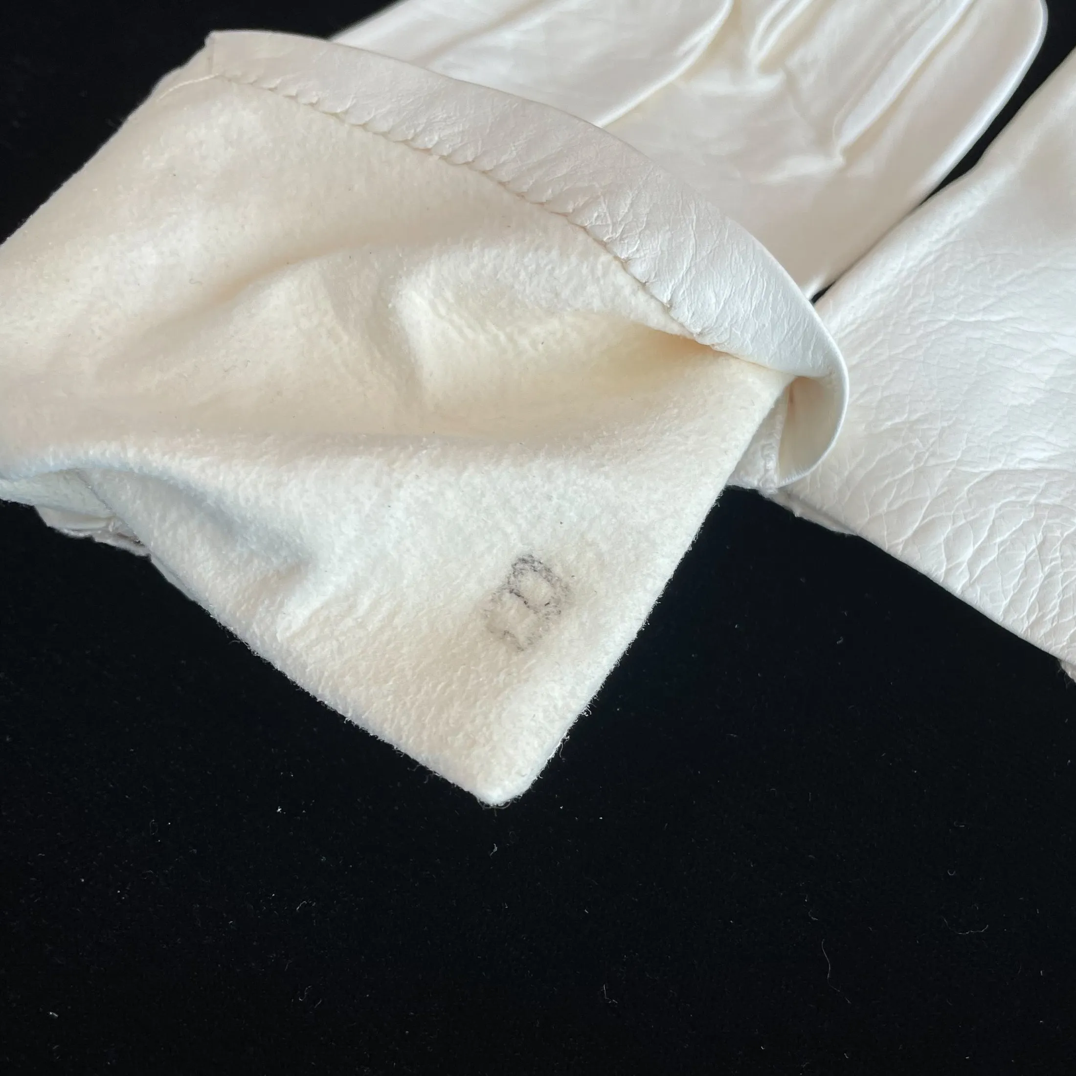 SOLD Vintage White Kid Leather Gloves, Open Work Lace Details, Unworn Deadstock, 11" Long  SZ 8