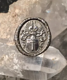 Sterling and Diamond Coat of Arms Ring size 6