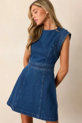 Threads Of Destiny Dark Wash Denim Mini Dress