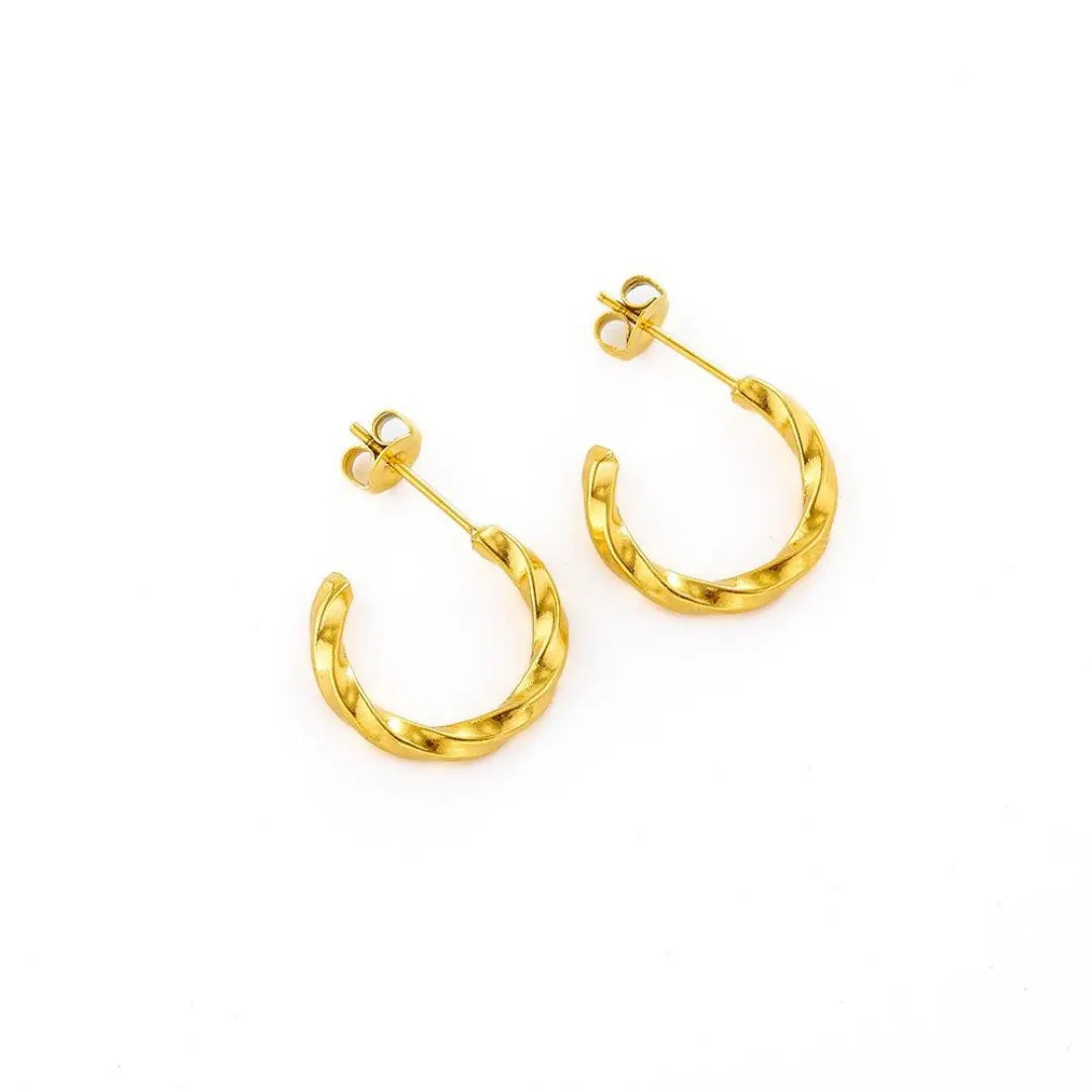 Twisted Gold Hoop Earrings