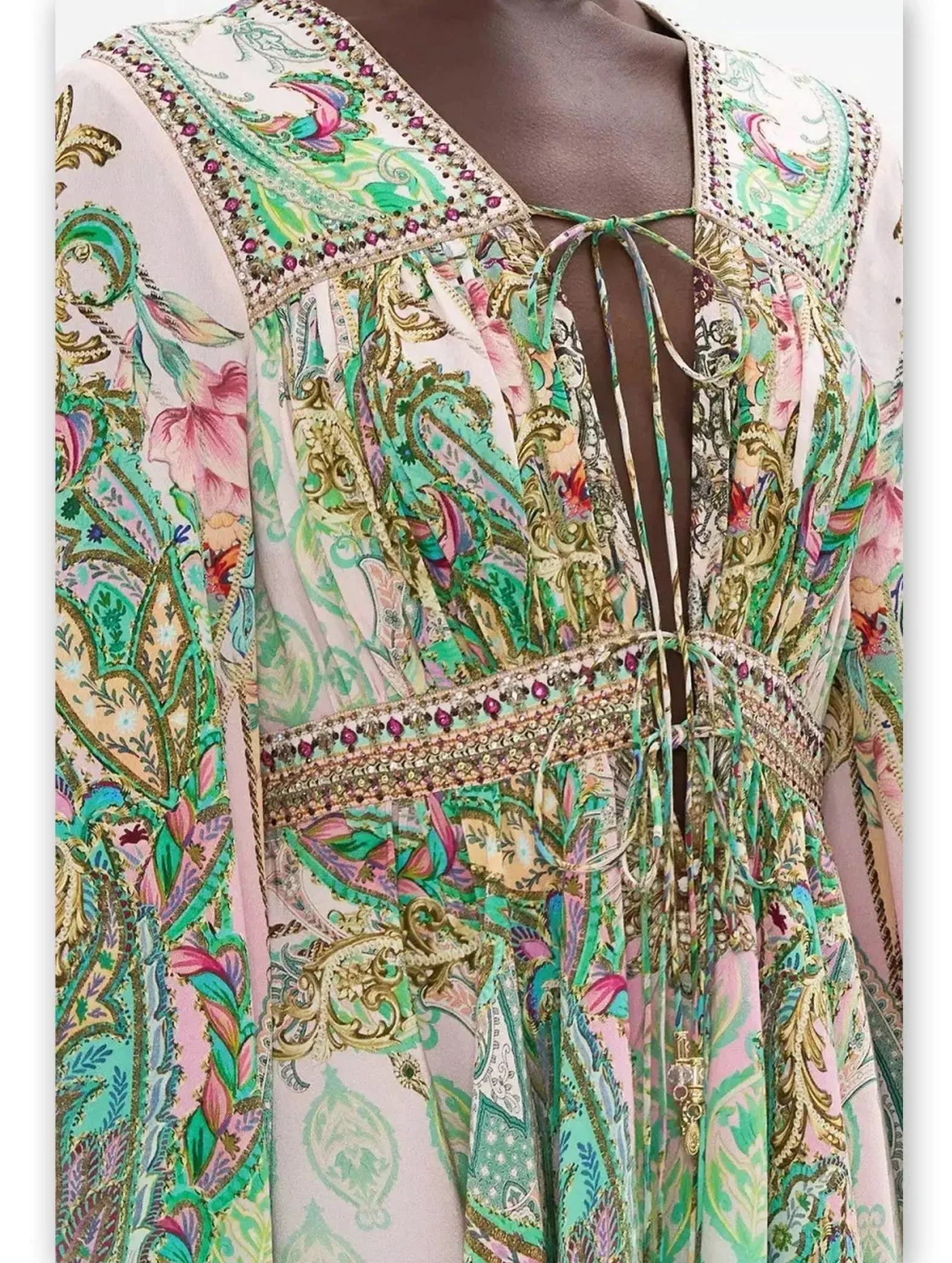 Women’s Baroque-Print Crystal-Embellished Silk Mini Dress