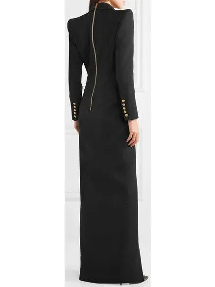 Women’s Button-Embellished Double-Breasted Dress, Black