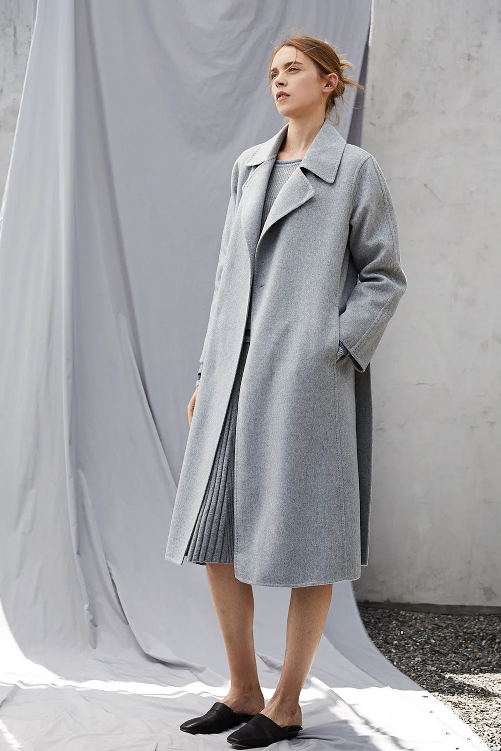 Women's hand-sewn pure cashmere double-face coat