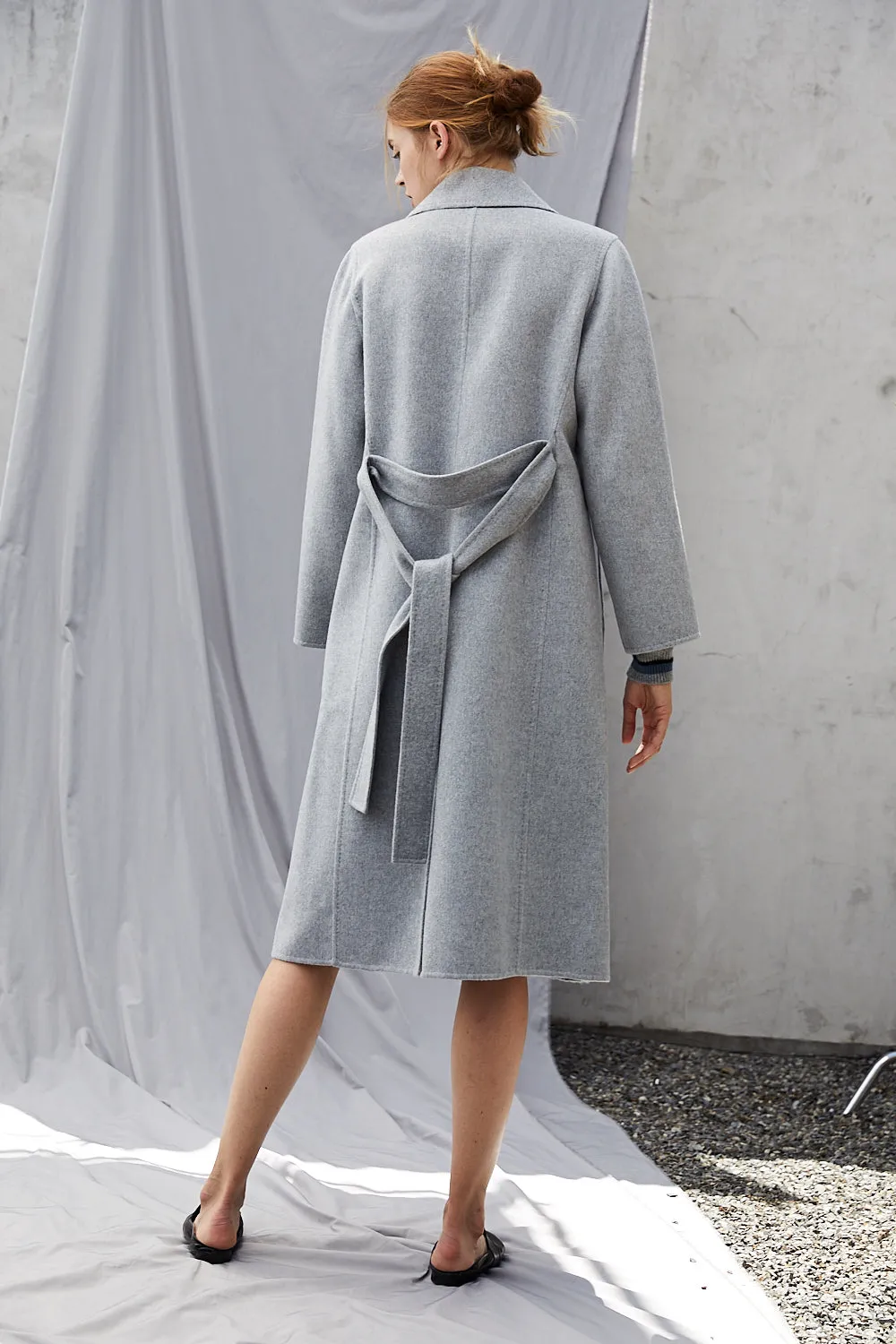 Women's hand-sewn pure cashmere double-face coat