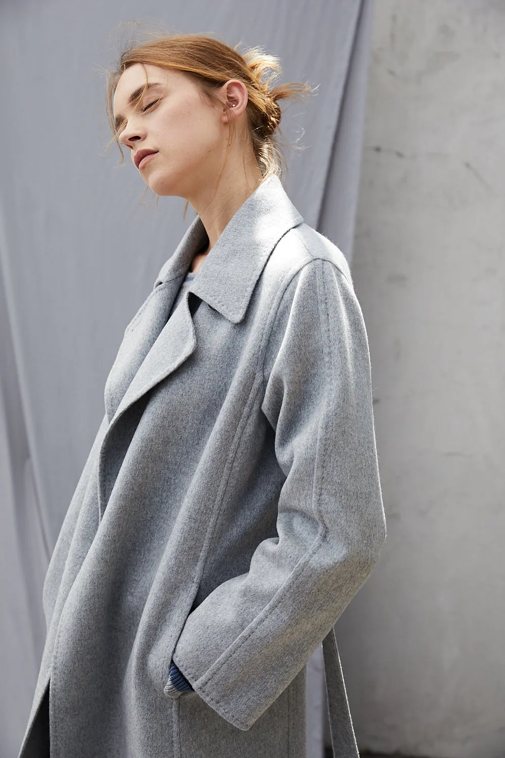 Women's hand-sewn pure cashmere double-face coat